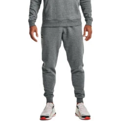 Under Armour Men's Pitch Grey Light Heather Rival Fleece Joggers 6 Under Armour Men's Pitch Grey Light Heather Rival Fleece Joggers -Best Clothing Shop 1357128 012 HTF