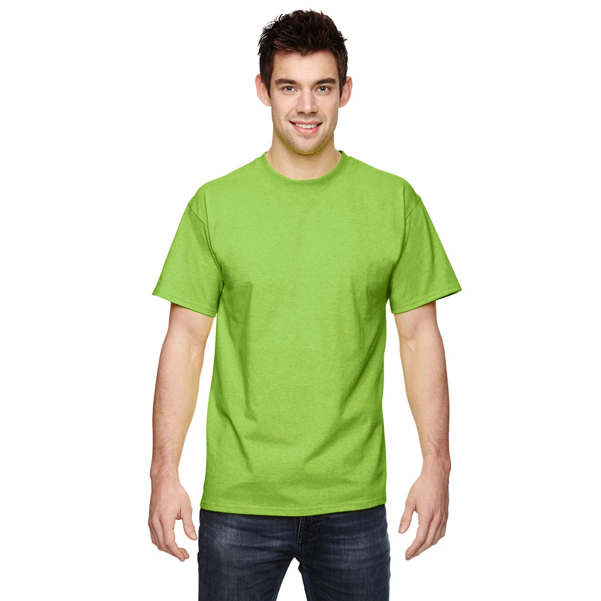 Fruit Of The Loom Men's Neon Green 5 Oz. HD Cotton T-Shirt 1 Fruit Of The Loom Men's Neon Green 5 Oz. HD Cotton T-Shirt