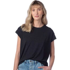 Alternative Apparel Women's Black Earthleisure Modal Triblend Muscle Tee 6 Alternative Apparel Women's Black Earthleisure Modal Triblend Muscle Tee -Best Clothing Shop 4461HM Black HTF