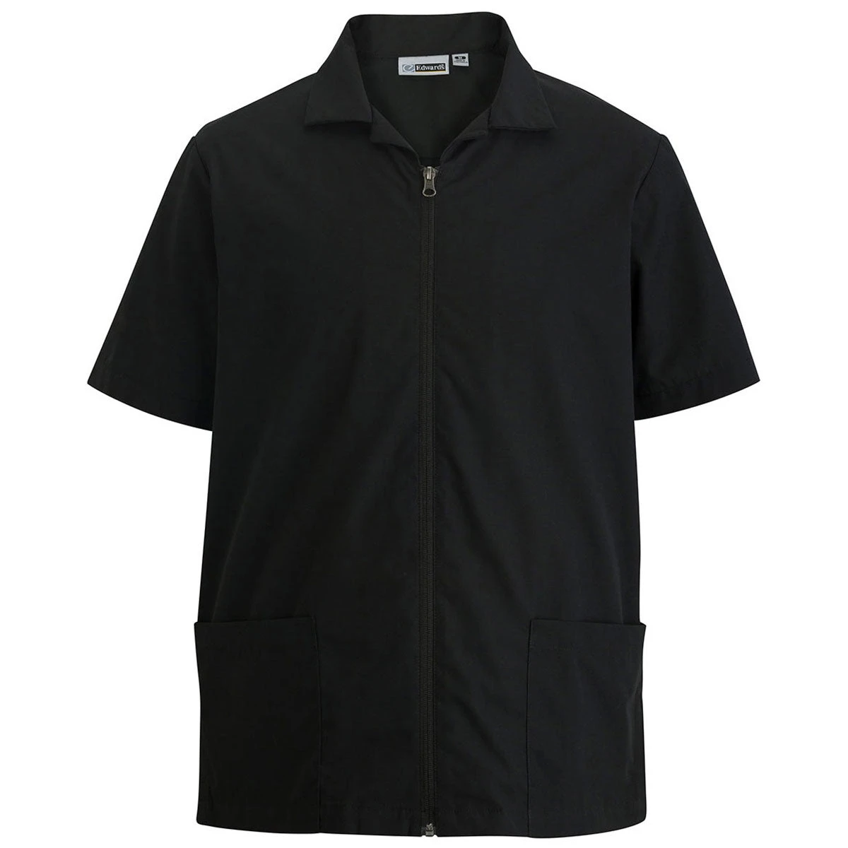 Edwards Men's Black Essential Zip-Front Service Shirt 1 Edwards Men's Black Essential Zip-Front Service Shirt