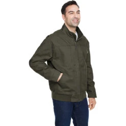 Dri Duck Men's Olive Force Canvas Bomber Jacket -Best Clothing Shop 5032DD Olive HTS