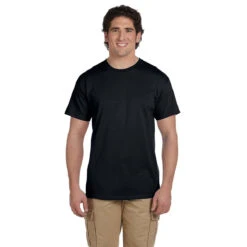Hanes Men's Black 5.2 Oz. 50/50 EcoSmart T-Shirt