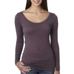 Next Level Women's Vintage Purple Triblend Long-Sleeve Scoop Tee -Best Clothing Shop 6731 Vintage Purple HTF