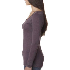 Next Level Women's Vintage Purple Triblend Long-Sleeve Scoop Tee -Best Clothing Shop 6731 Vintage Purple HTS