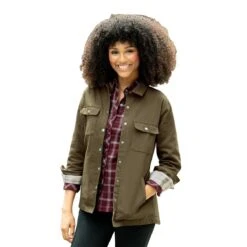 Vantage Women's Taupe Green Boulder Shirt Jacket -Best Clothing Shop 7341 Taupe Green HTF