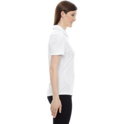 North End Women's White Performance Pique Polo 7 North End Women's White Performance Pique Polo -Best Clothing Shop 78632 White Model Side