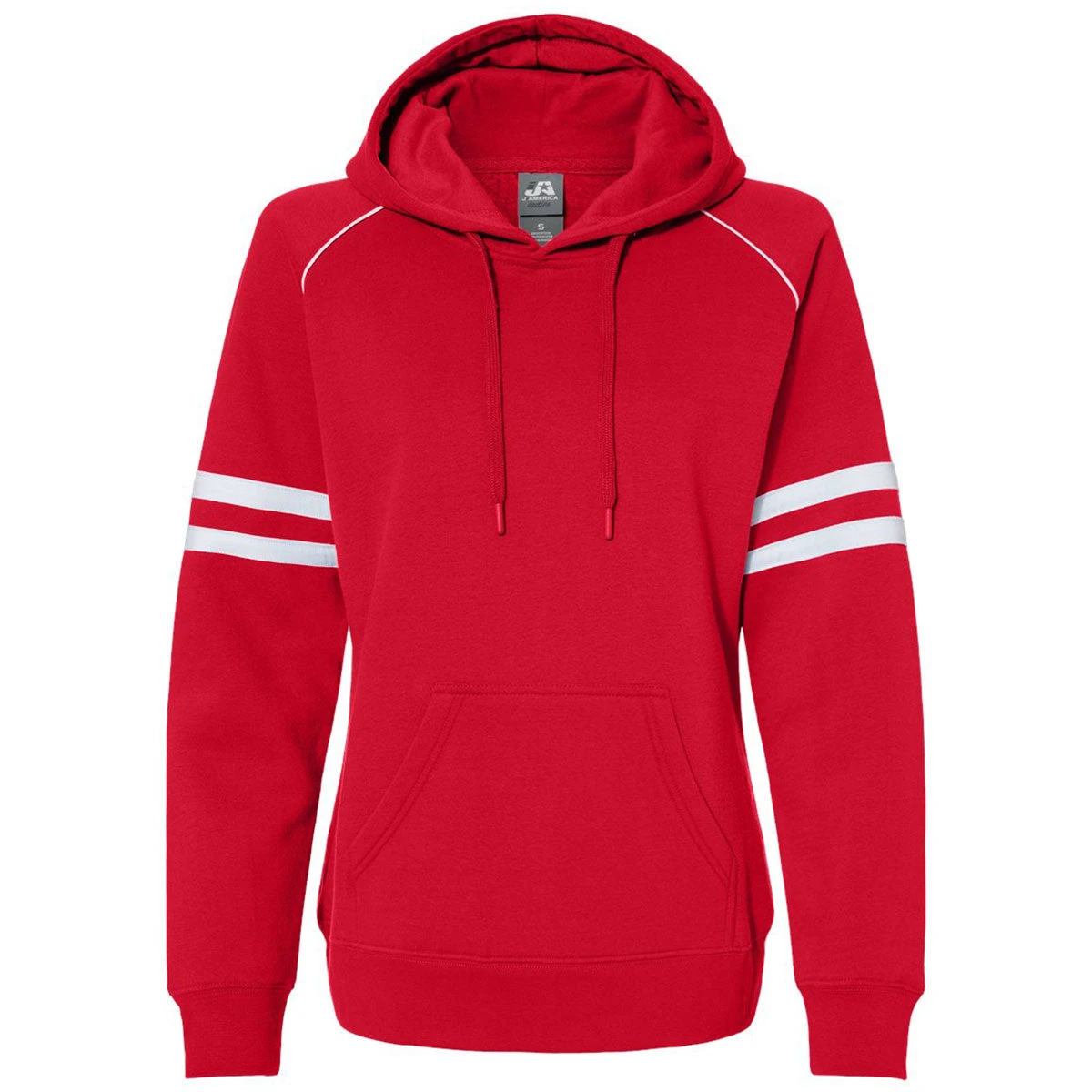 J. America Women's Red Varsity Fleece Piped Hooded Sweatshirt 1 J. America Women's Red Varsity Fleece Piped Hooded Sweatshirt