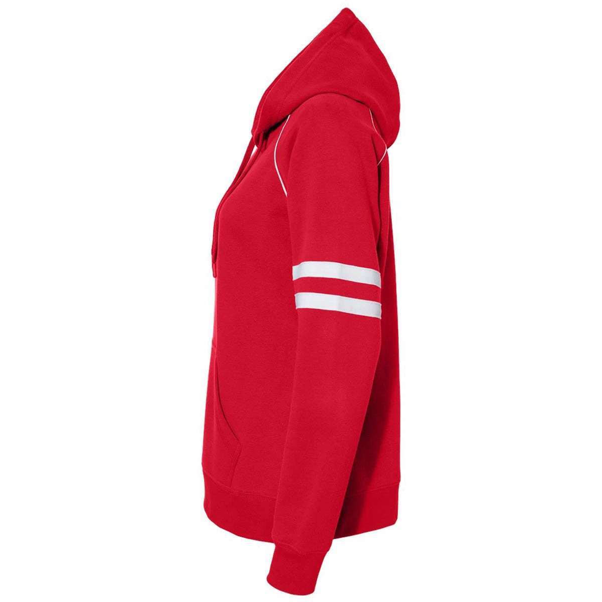 J. America Women's Red Varsity Fleece Piped Hooded Sweatshirt 3 J. America Women's Red Varsity Fleece Piped Hooded Sweatshirt - Image 3