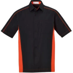 North End Men's Black/Orange Tall Fuse Colorblock Twill Shirt