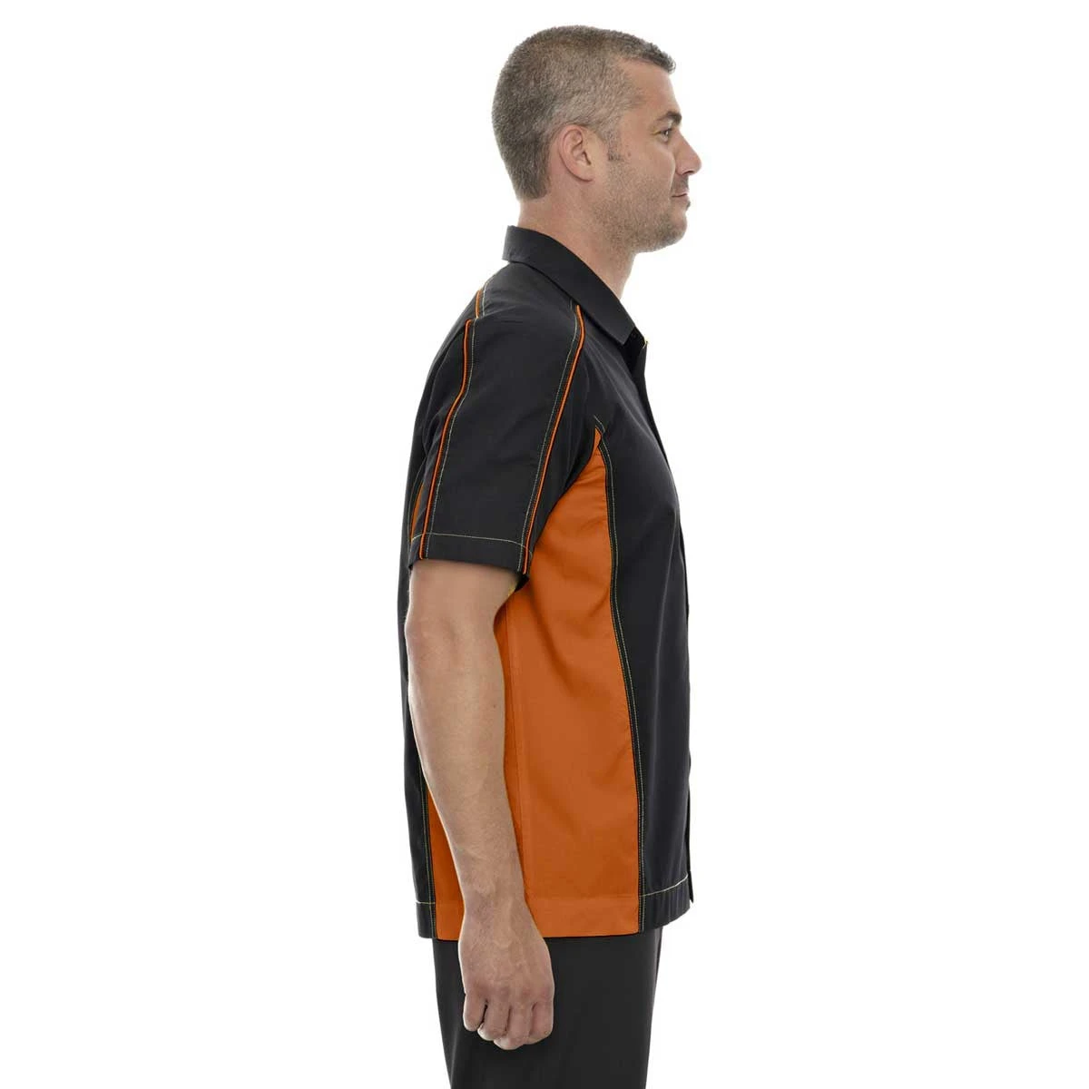 North End Men's Black/Orange Tall Fuse Colorblock Twill Shirt 4 North End Men's Black/Orange Tall Fuse Colorblock Twill Shirt - Image 4
