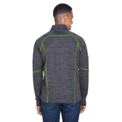 North End Men's Carbon/Acid Green Flux Melange Bonded Fleece Jacket -Best Clothing Shop 88697 5C HTB