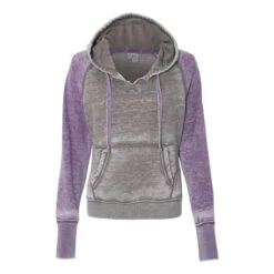 J. America Women's Cement/Very Berry Zen Fleece Raglan Hooded Sweatshirt