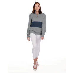 Charles River Women's Heather Grey/Navy Quad Pullover -Best Clothing Shop 9018 513 HTF