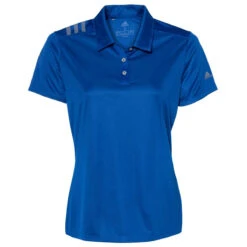Adidas Women's Collegiate Royal/Grey 3 Stripe Shoulder Sport Polo