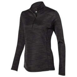 Adidas Women's Black Melange Lightweight Quarter Zip -Best Clothing Shop A476 Black Melange S