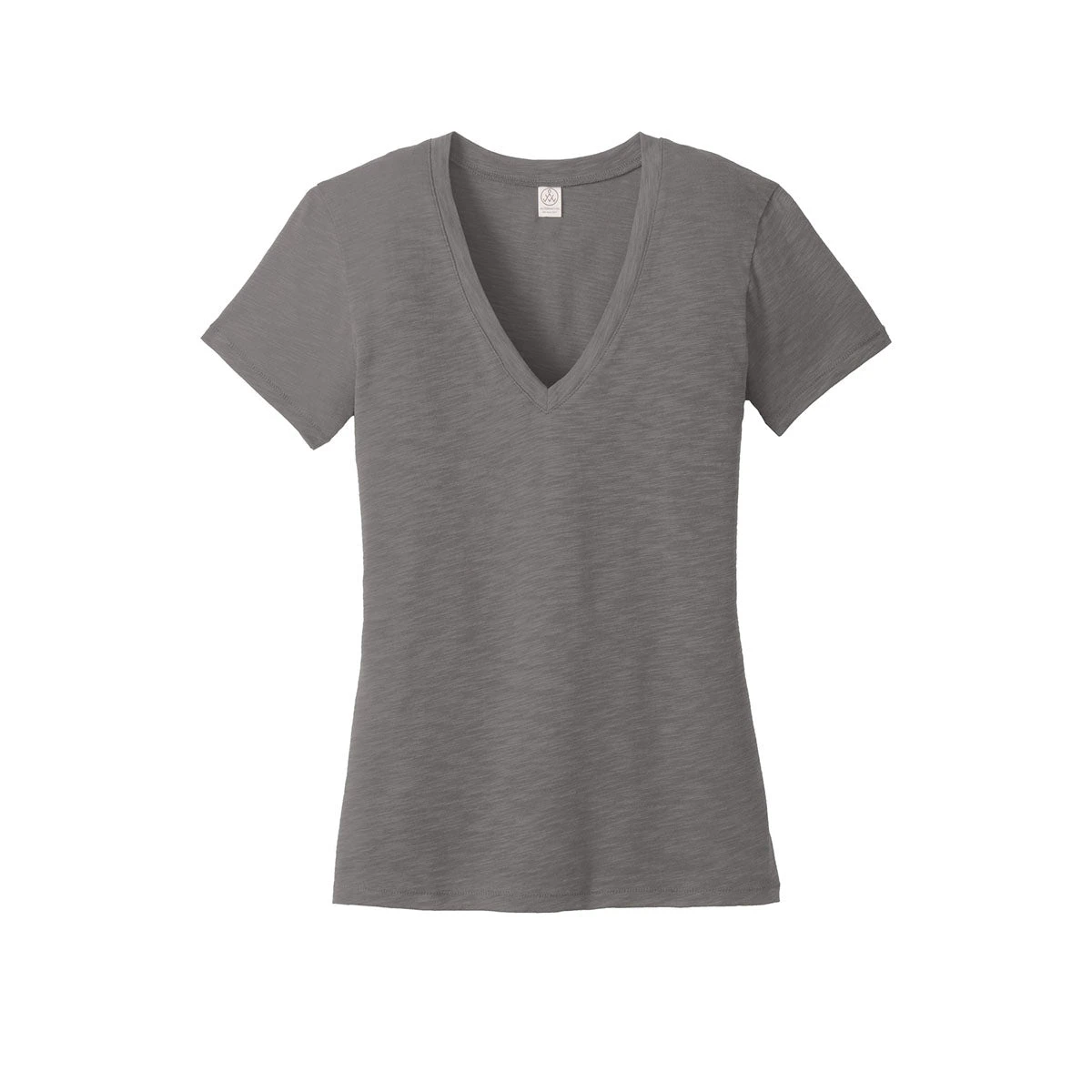 Alternative Apparel Women's Elephant Grey Weathered Slub So-Low V-Neck Tee 1 Alternative Apparel Women's Elephant Grey Weathered Slub So-Low V-Neck Tee