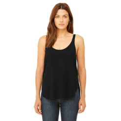 Bella + Canvas Women's Black Flowy Side Slit Tank