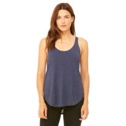 Bella + Canvas Women's Heather Navy Flowy Side Slit Tank