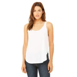Bella + Canvas Women's White Flowy Side Slit Tank