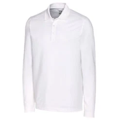 Cutter & Buck Men's White Tall DryTec Long Sleeve Advantage Polo