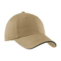 Port Authority Khaki/Charcoal Blue Sandwich Bill Cap With Striped Closure