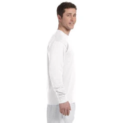 Champion Men's 5.2 Oz White L/S Tagless T-Shirt -Best Clothing Shop CC8C White HTS