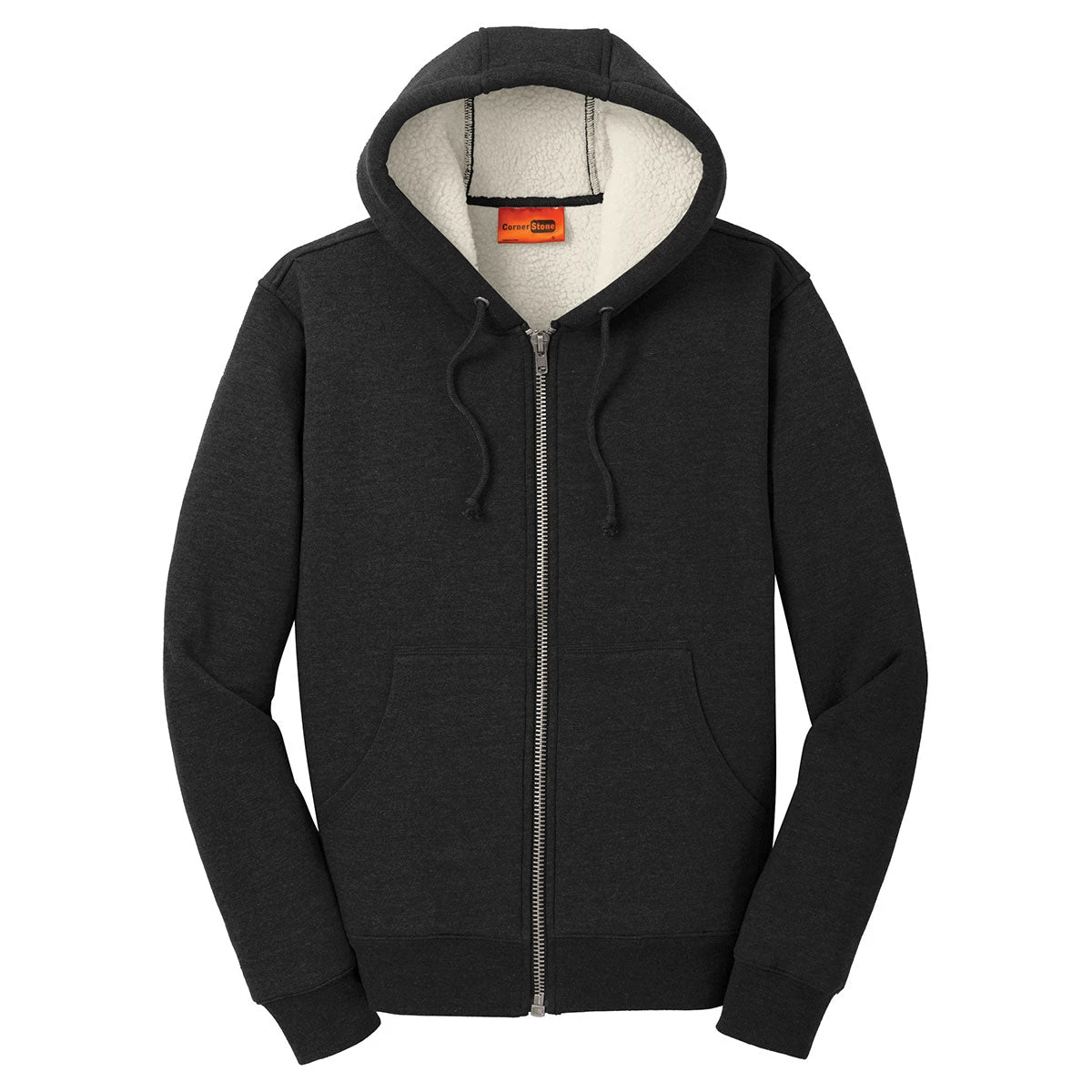 CornerStone Men's Black Heavyweight Sherpa-Lined Hooded Fleece Jacket 1 CornerStone Men's Black Heavyweight Sherpa-Lined Hooded Fleece Jacket