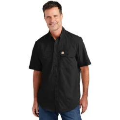 Carhartt Men's Black Force Solid Short Sleeve Shirt -Best Clothing Shop CT105292 Black HTF