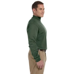 Devon & Jones Men's Forest Sueded Cotton Jersey Mock Turtleneck -Best Clothing Shop D420 Forest HTS