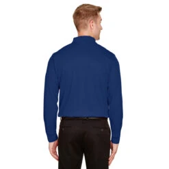 Devon & Jones Men's True Royal CrownLux Performance Plaited Long Sleeve Polo -Best Clothing Shop DG20L True Royal HTB
