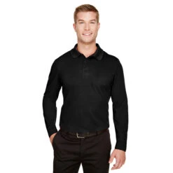 Devon & Jones Men's Black CrownLux Performance Tall Plaited Long Sleeve Polo 7 Devon & Jones Men's Black CrownLux Performance Tall Plaited Long Sleeve Polo -Best Clothing Shop DG20LT Black HTF