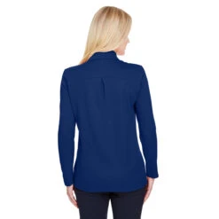 Devon & Jones Women's True Royal CrownLux Performance Plaited Long Sleeve Polo -Best Clothing Shop DG20LW True Royal HTB