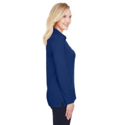 Devon & Jones Women's True Royal CrownLux Performance Plaited Long Sleeve Polo -Best Clothing Shop DG20LW True Royal HTS
