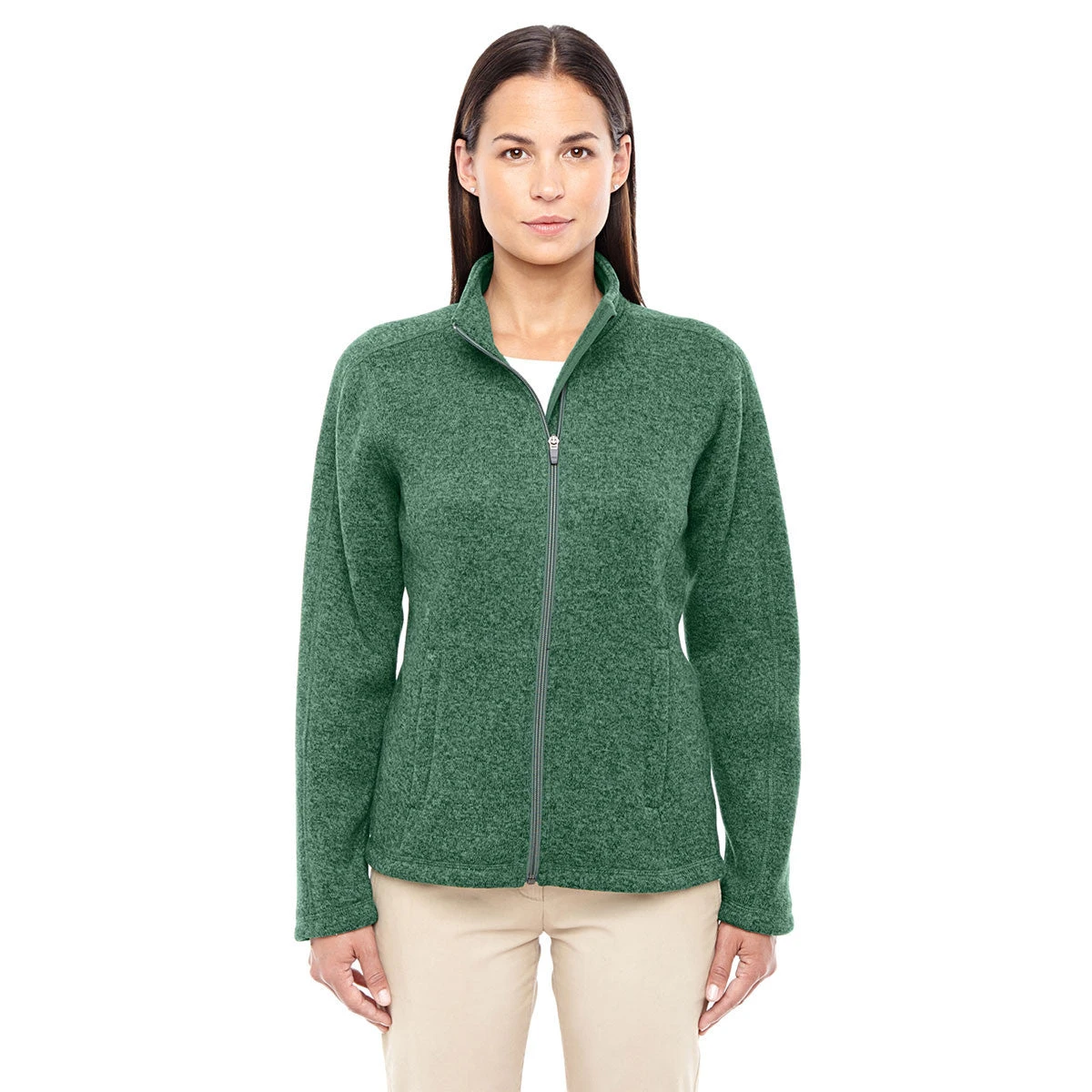 Devon & Jones Women's Forest Heather Bristol Full-Zip Sweater Fleece Jacket 1 Devon & Jones Women's Forest Heather Bristol Full-Zip Sweater Fleece Jacket