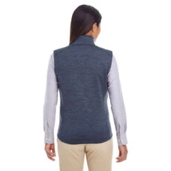 Devon & Jones Women's Navy Heather Newbury Melange Fleece Vest -Best Clothing Shop DG797W Navy Heather HTB