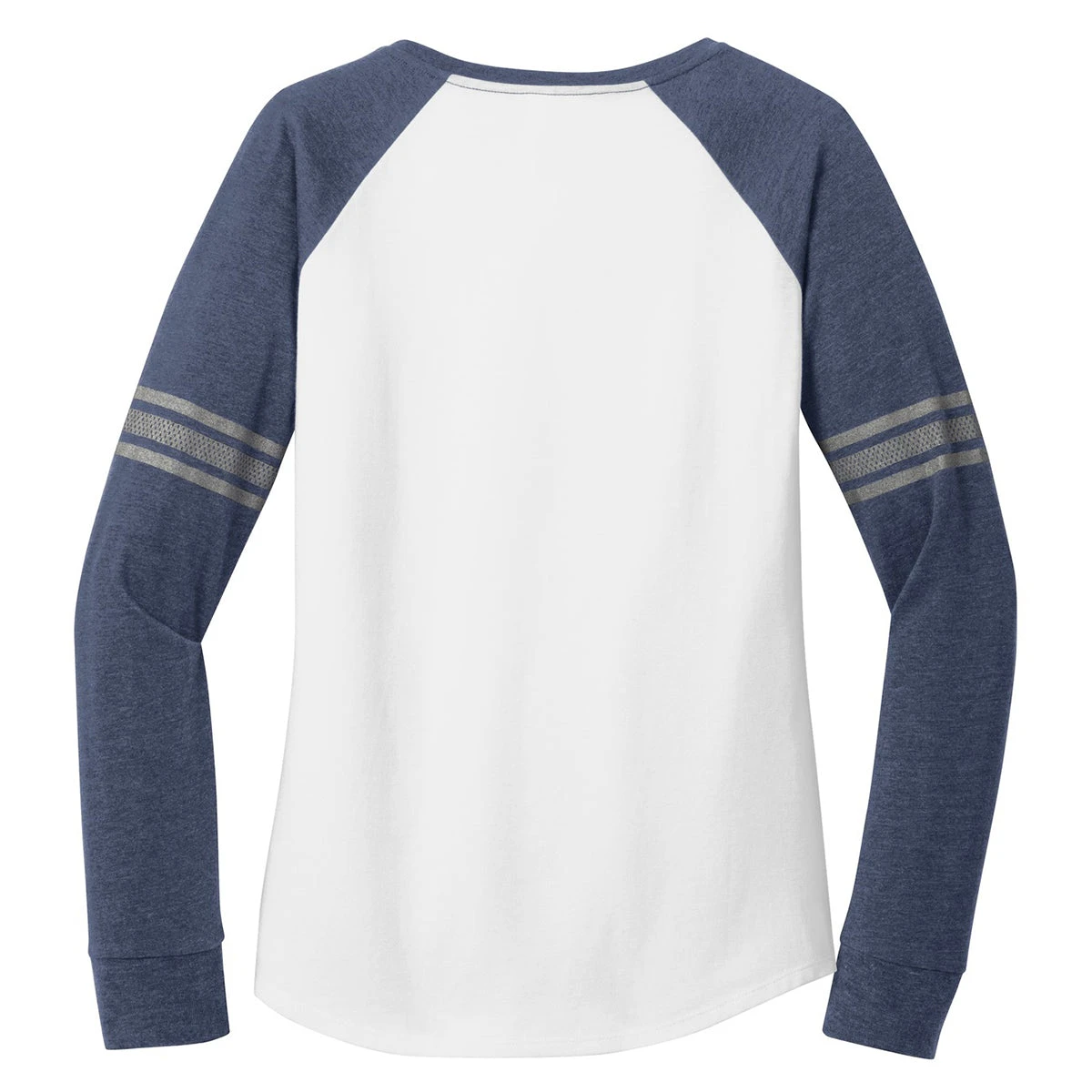 District Women's White/Heathered Navy/Silver Game Long Sleeve V-Neck Tee 2 District Women's White/Heathered Navy/Silver Game Long Sleeve V-Neck Tee - Image 2