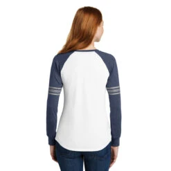 District Women's White/Heathered Navy/Silver Game Long Sleeve V-Neck Tee 8 District Women's White/Heathered Navy/Silver Game Long Sleeve V-Neck Tee -Best Clothing Shop DM477 White Heathered Navy Silver HTB