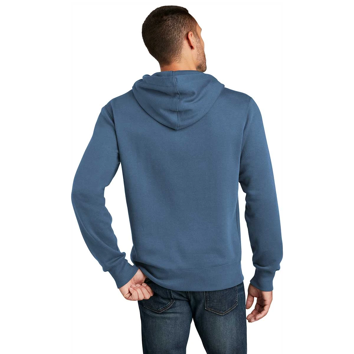 District Men's Maritime Blue Perfect Weight Fleece Hoodie 4 District Men's Maritime Blue Perfect Weight Fleece Hoodie - Image 4