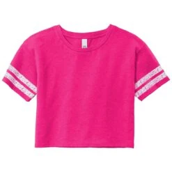 District Women's Heathered Dark Fuchsia/White Scorecard Crop Tee
