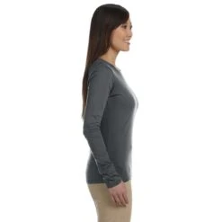 Econscious Women's Charcoal Organic Cotton Classic Long-Sleeve T-Shirt -Best Clothing Shop EC3500 Charcoal HTS