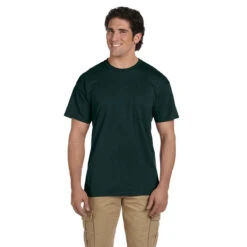 Gildan Unisex Forest Green 5.5 Oz. 50/50 Pocket T-Shirt