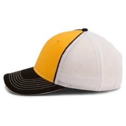 Paramount Apparel Ath Gold/Black/White Piped Fine Mesh Cap -Best Clothing Shop I 2552 Athletic Gold Black White 3