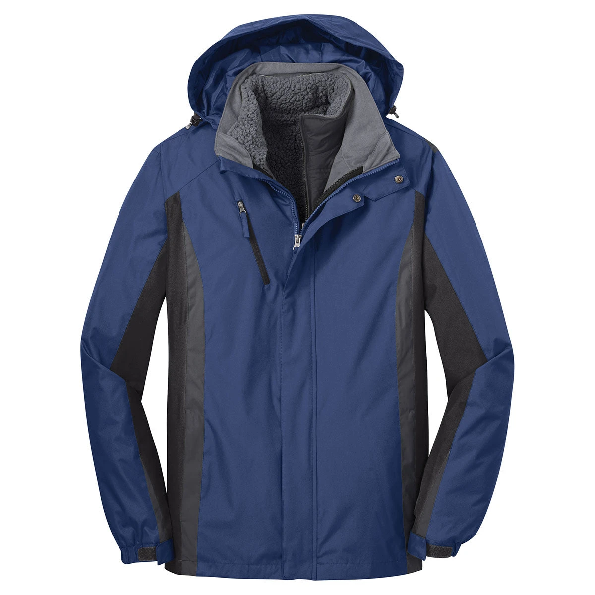 Port Authority Men's Admiral Blue/ Black/ Magnet Grey Colorblock 3-in-1 Jacket 1 Port Authority Men's Admiral Blue/ Black/ Magnet Grey Colorblock 3-in-1 Jacket