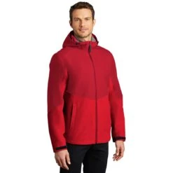 Port Authority Men's Sangria/True Red Tech Rain Jacket -Best Clothing Shop J406 Sangria True Red HTS