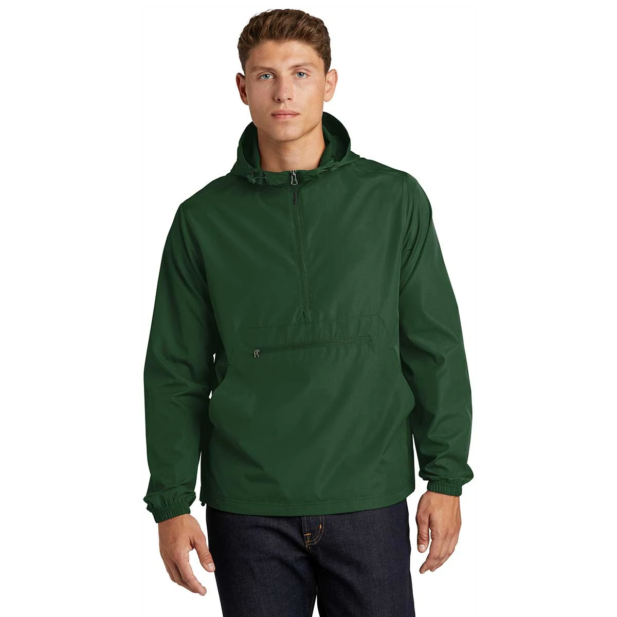 Sport-Tek Men's Forest Green Packable Anorak 4 Sport-Tek Men's Forest Green Packable Anorak - Image 4
