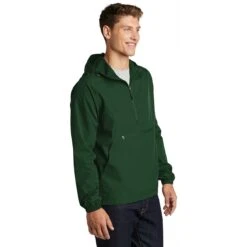 Sport-Tek Men's Forest Green Packable Anorak 11 Sport-Tek Men's Forest Green Packable Anorak -Best Clothing Shop JST66 Forest Green HTS