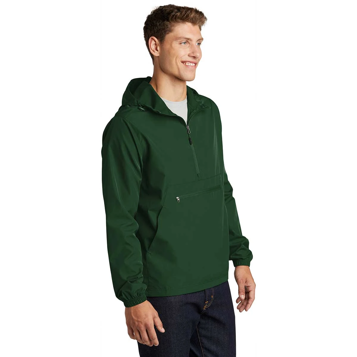 Sport-Tek Men's Forest Green Packable Anorak 6 Sport-Tek Men's Forest Green Packable Anorak - Image 6