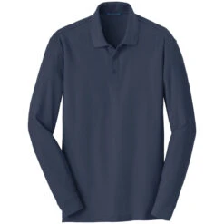 Port Authority Men's River Blue Navy Long Sleeve Core Classic Pique Polo