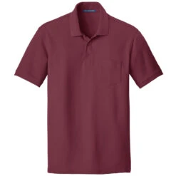Port Authority Men's Burgundy Core Classic Pique Pocket Polo