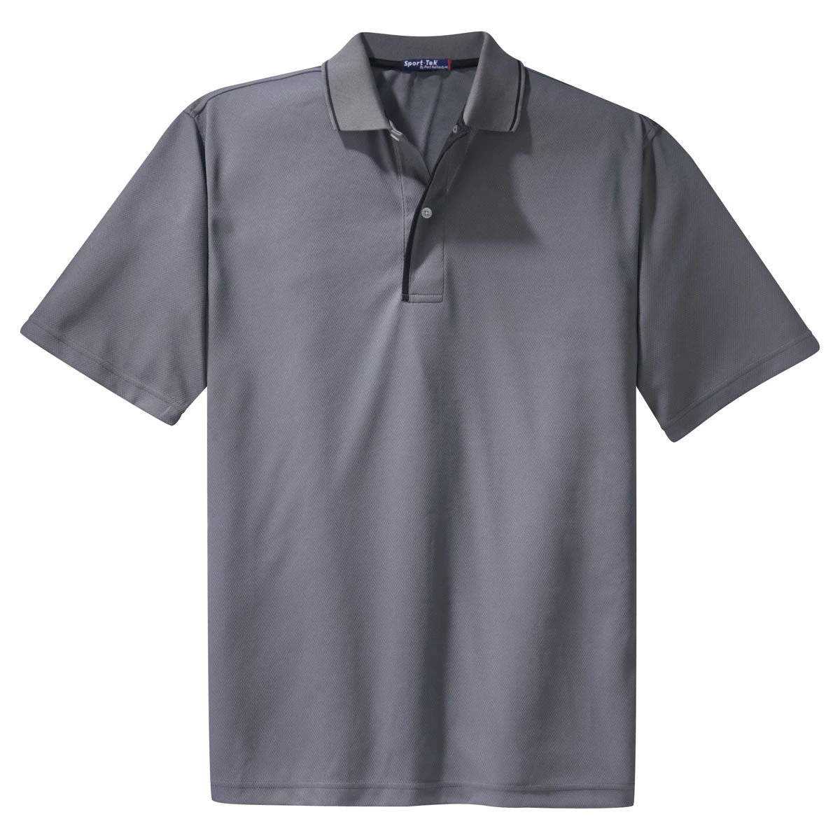 Sport-Tek Men's Steel/Black Dri-Mesh Polo With Tipped Collar And Piping 1 Sport-Tek Men's Steel/Black Dri-Mesh Polo With Tipped Collar And Piping